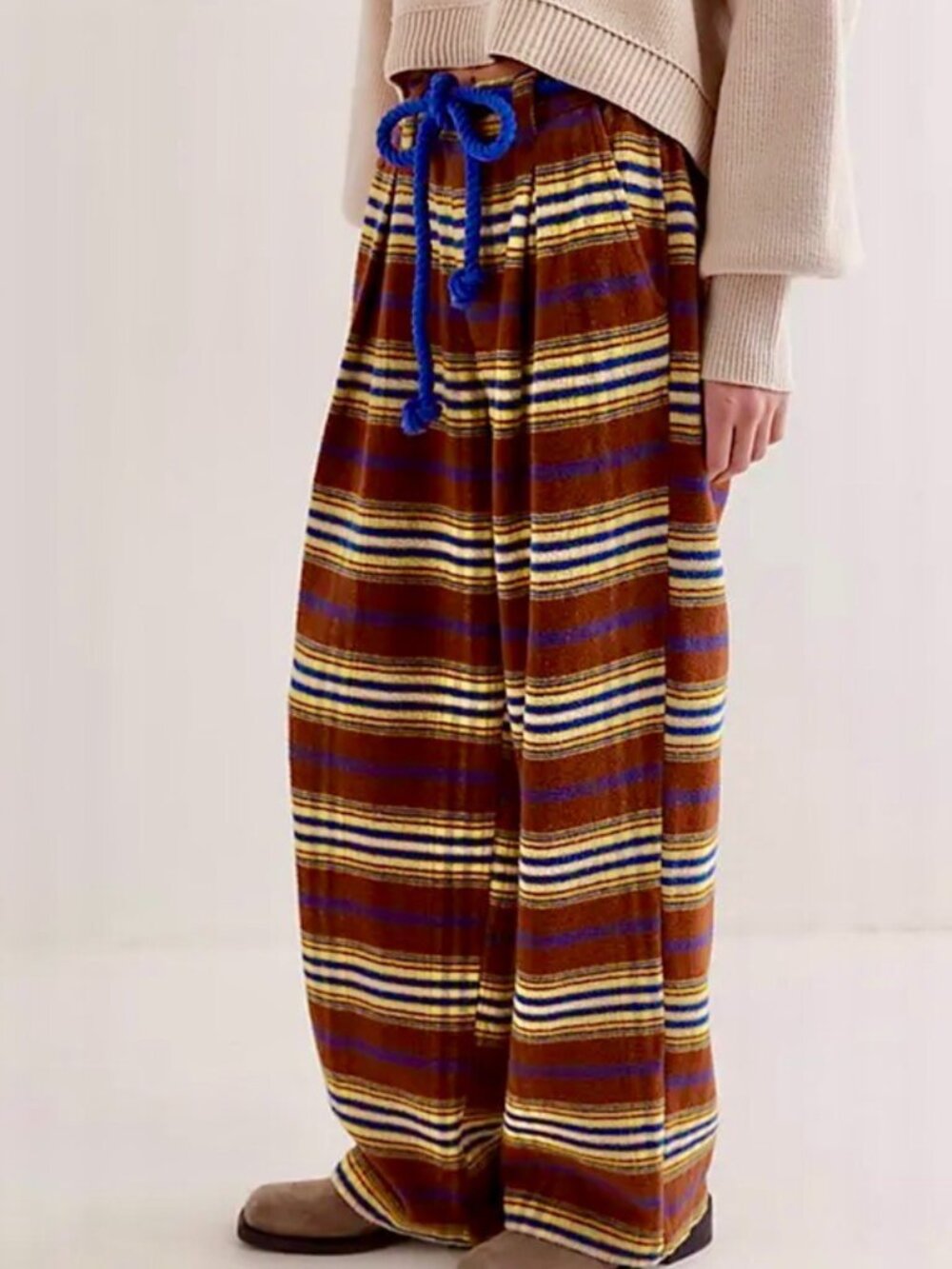 Free People Preppy Plaid Pull On Trousers Pants Striped Printed Straight Leg XS - Picture 4 of 10